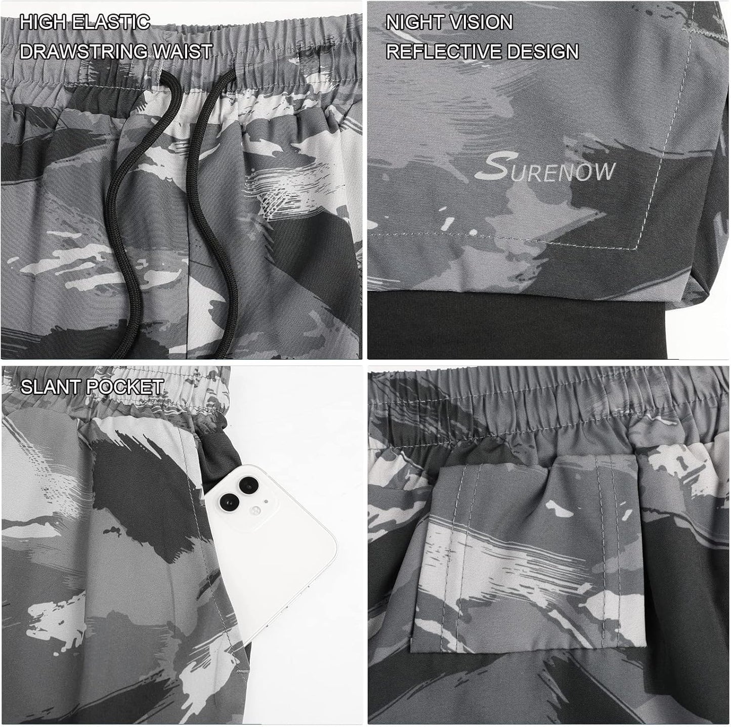 Mens 2 in 1 Running Shorts Quick Dry Athletic Shorts with Liner, Workout Shorts with Zip Pockets and Towel Loop