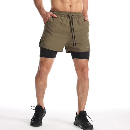 Mens 2 in 1 Running Shorts Quick Dry Athletic Shorts with Liner, Workout Shorts with Zip Pockets and Towel Loop