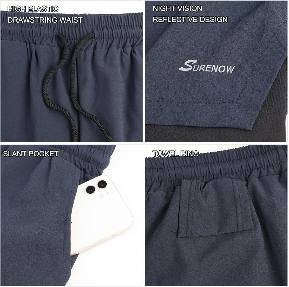 Mens 2 in 1 Running Shorts Quick Dry Athletic Shorts with Liner, Workout Shorts with Zip Pockets and Towel Loop