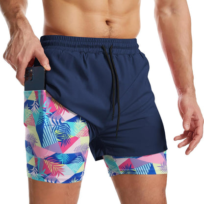 Mens 2 in 1 Running Shorts Quick Dry Athletic Shorts with Liner, Workout Shorts with Zip Pockets and Towel Loop