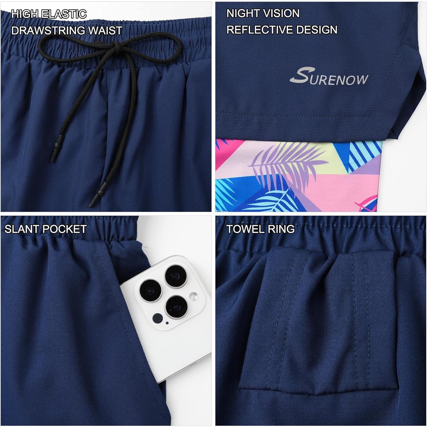 Mens 2 in 1 Running Shorts Quick Dry Athletic Shorts with Liner, Workout Shorts with Zip Pockets and Towel Loop