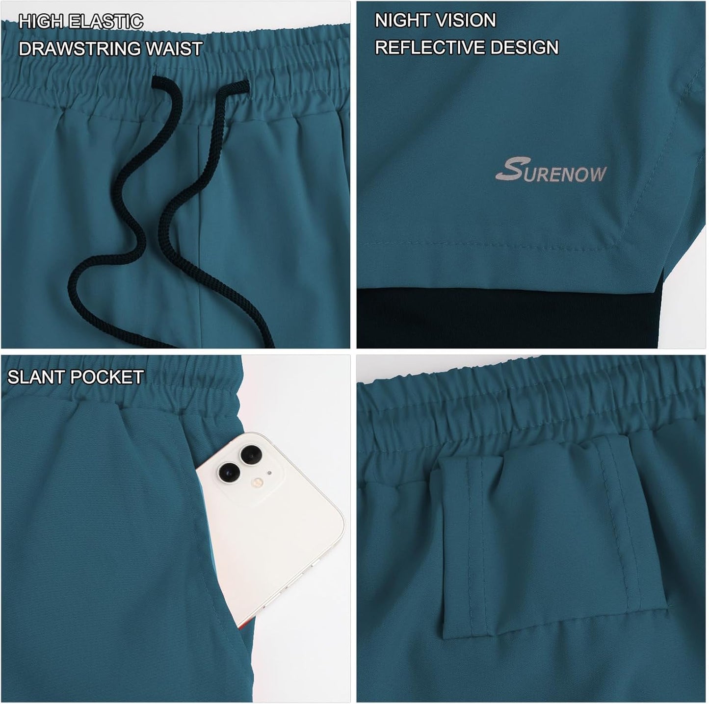 Mens 2 in 1 Running Shorts Quick Dry Athletic Shorts with Liner, Workout Shorts with Zip Pockets and Towel Loop