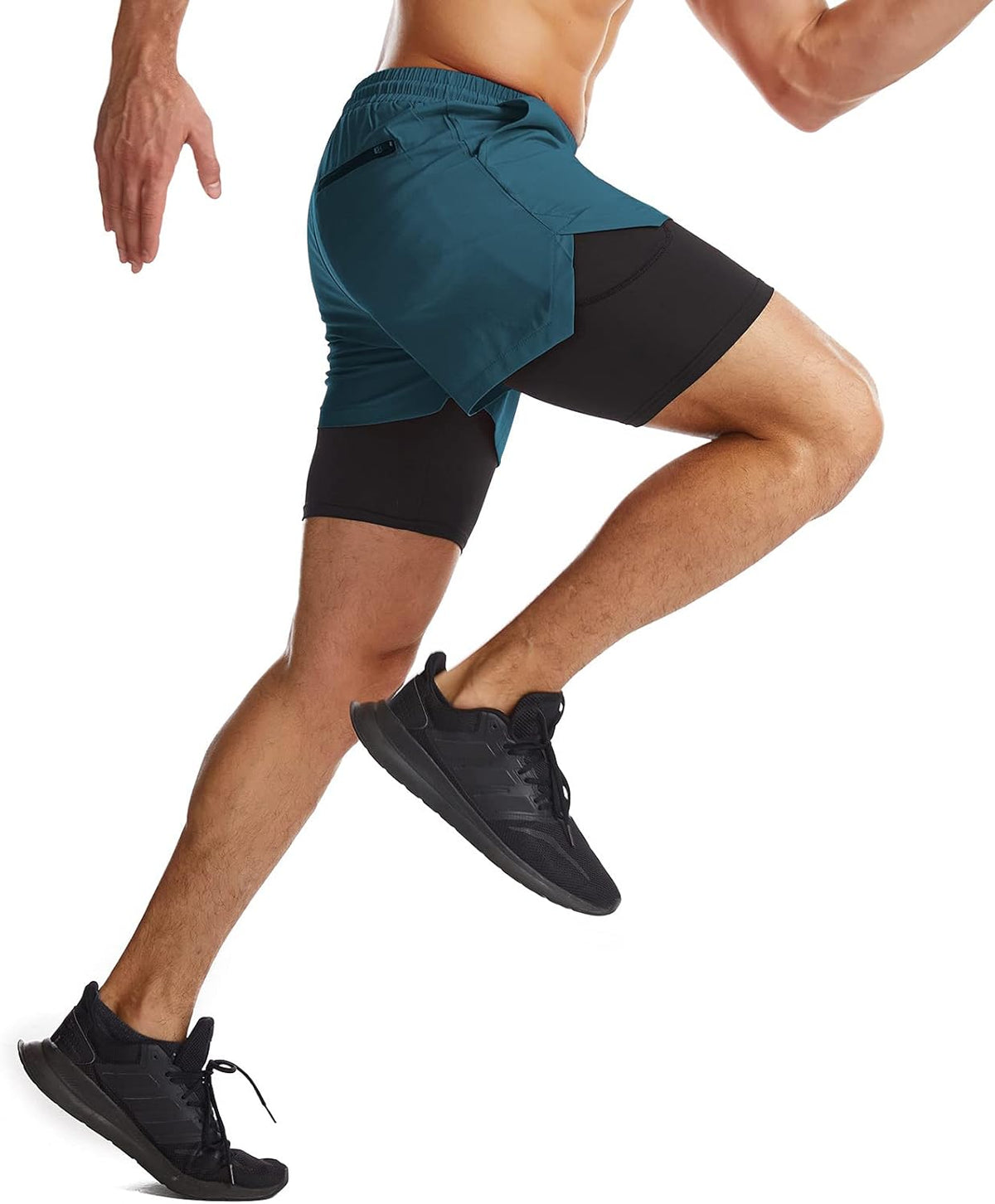 Mens 2 in 1 Running Shorts Quick Dry Athletic Shorts with Liner, Workout Shorts with Zip Pockets and Towel Loop