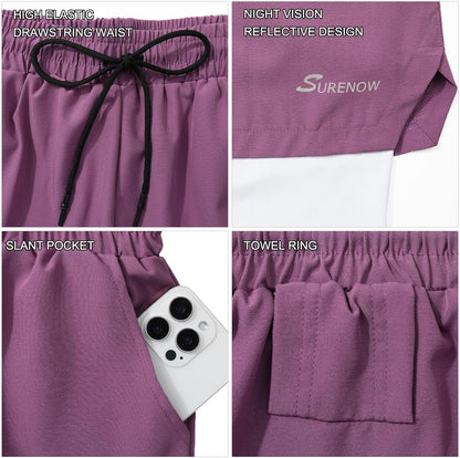 Mens 2 in 1 Running Shorts Quick Dry Athletic Shorts with Liner, Workout Shorts with Zip Pockets and Towel Loop