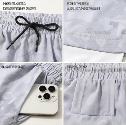Mens 2 in 1 Running Shorts Quick Dry Athletic Shorts with Liner, Workout Shorts with Zip Pockets and Towel Loop