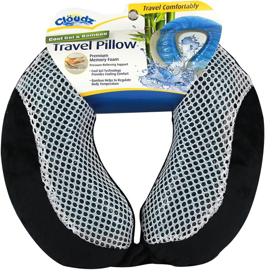 Cloudz Comfort Gel Memory Foam Travel Neck Pillow - Blue