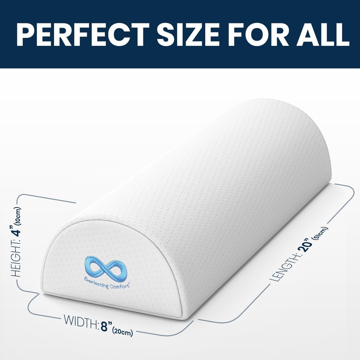 Under Knee Pillow for Back Sleeping - Memory Foam Half Moon Leg Bolster Pillow for Back Pain, Thoracic Support