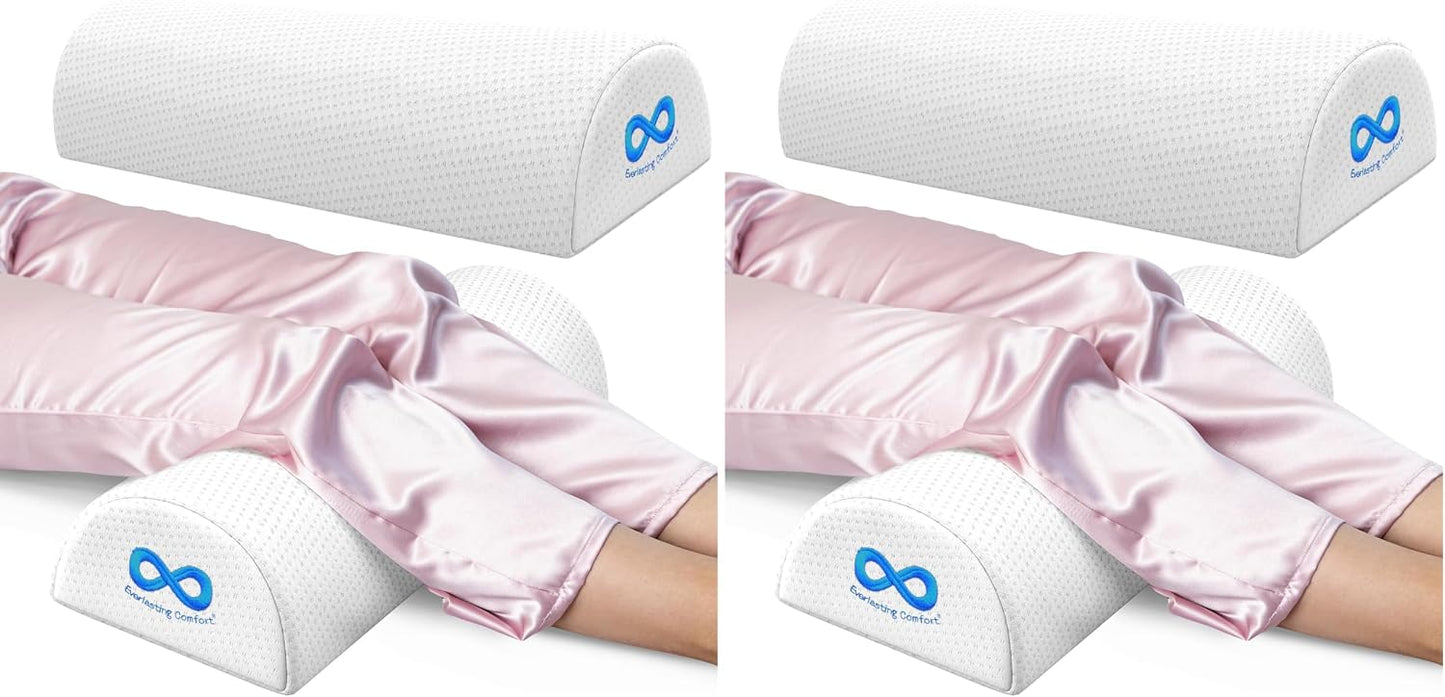 Under Knee Pillow for Back Sleeping - Memory Foam Half Moon Leg Bolster Pillow for Back Pain, Thoracic Support