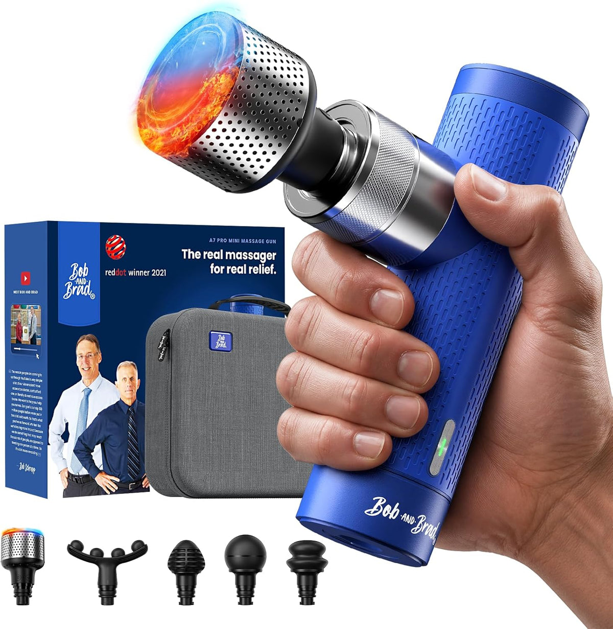 A7 Pro Mini Massage Gun with Heat & Cold Therapy for Back Pain & Recovery - 11mm Deep Tissue, Portable Quiet Handheld Gun, FSA-HSA Eligible with Case, Gifts for Fitness Lovers