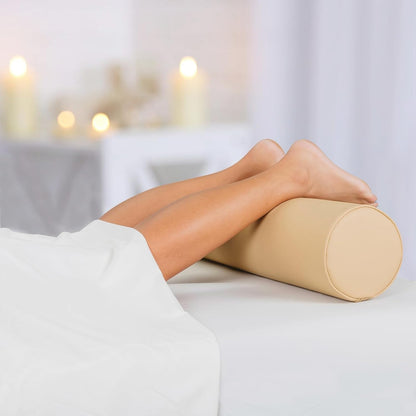 Massage Bolster Pillow Full Round – Durable, Easy to Clean 100% PU Upholstery incl. Strap Handle/Professional Quality CFC-Free/Back Pain Relief