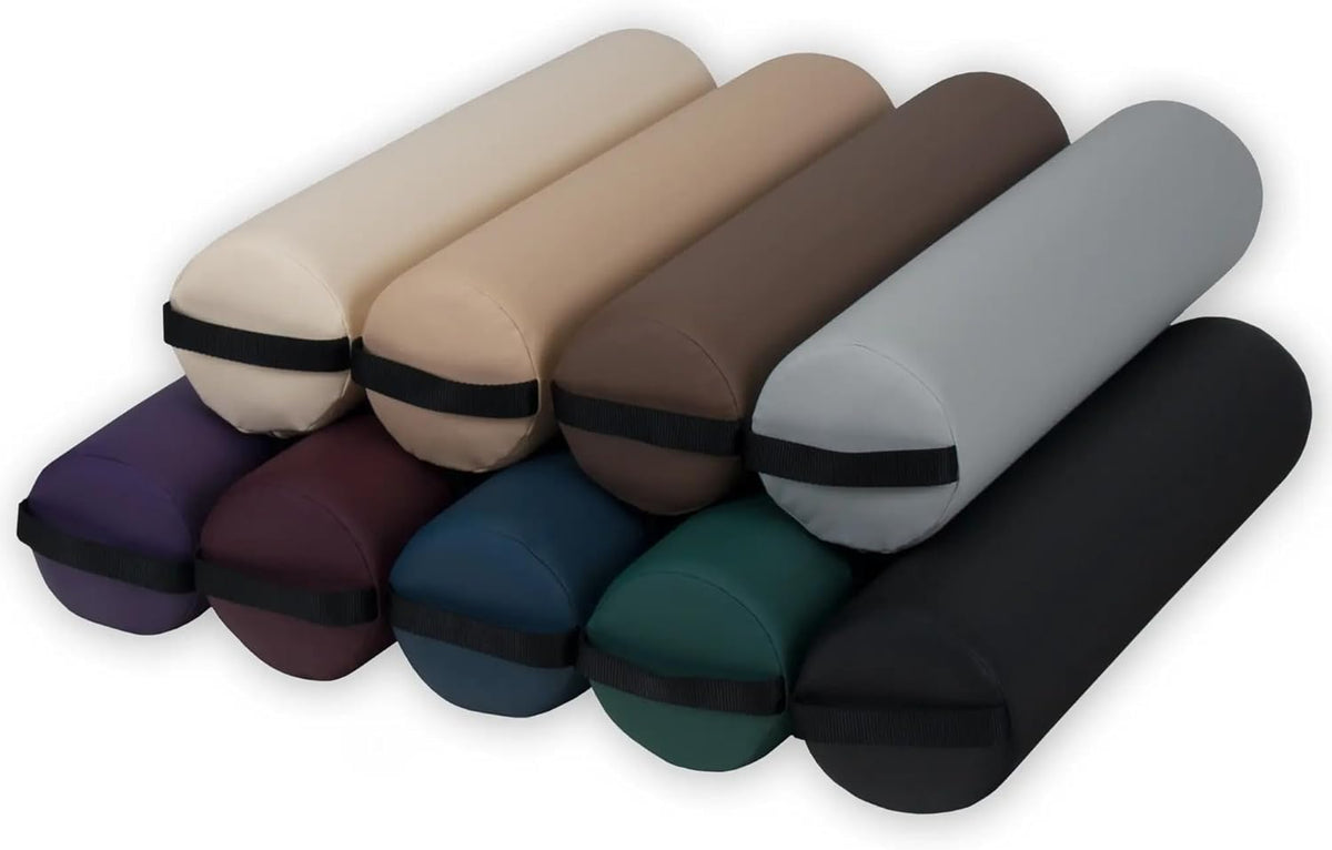 Massage Bolster Pillow Full Round – Durable, Easy to Clean 100% PU Upholstery incl. Strap Handle/Professional Quality CFC-Free/Back Pain Relief