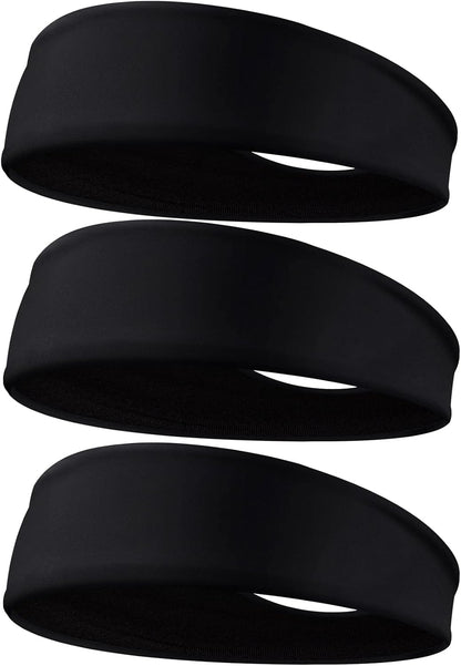 Men's Headbands, 3-Pack Head Band for Men, Sport Sweatbands for Running Fitness Yoga Cycling, Sweat Wicking Non Slip