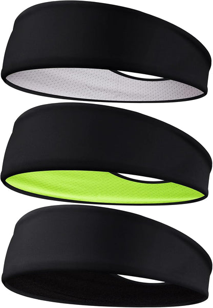 Men's Headbands, 3-Pack Head Band for Men, Sport Sweatbands for Running Fitness Yoga Cycling, Sweat Wicking Non Slip