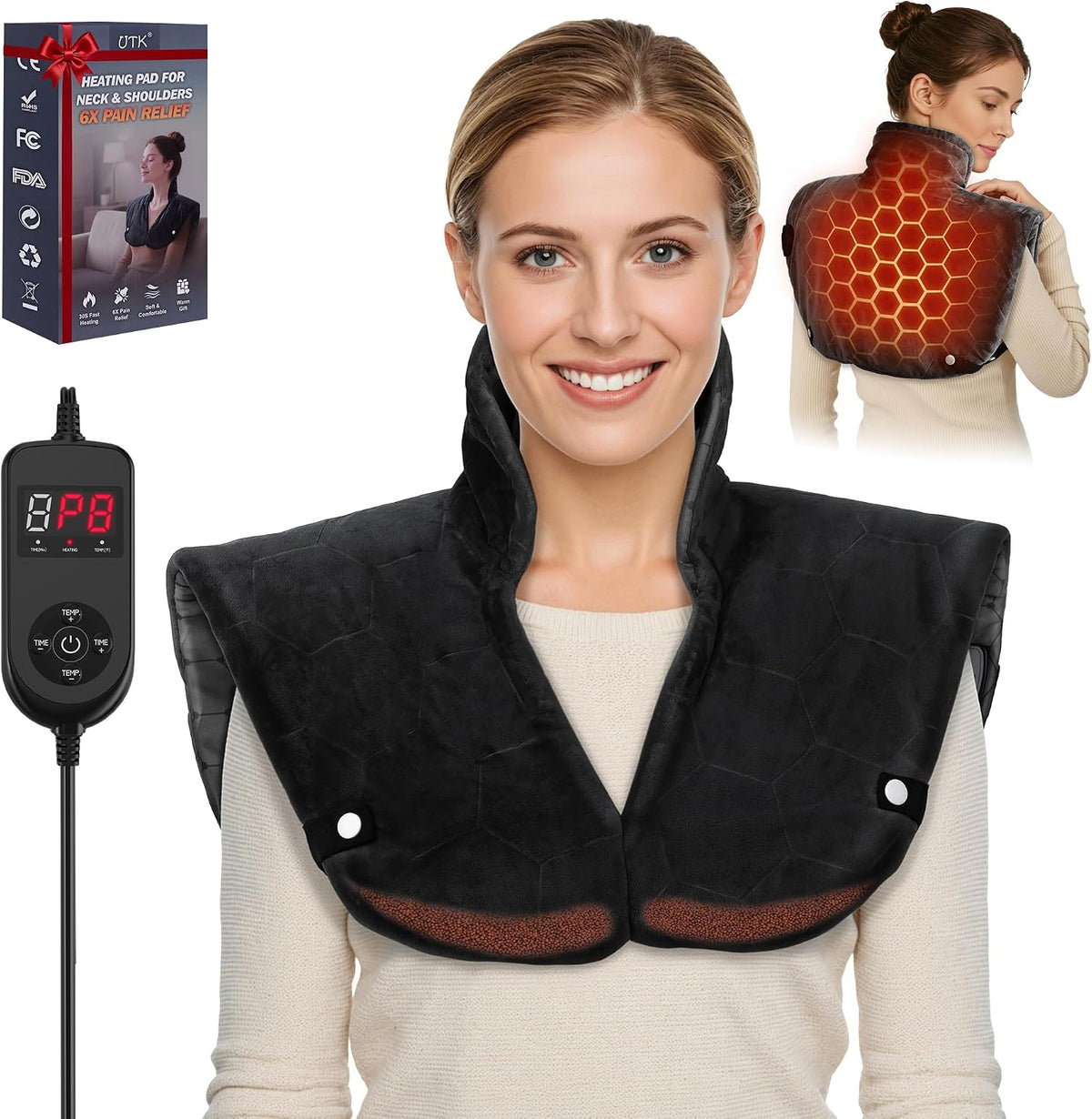 Far Infrared Heating pad for Neck and Shoulders, 30s Fast Heating