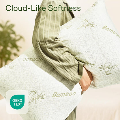Cloud-Like Pillow Protectors with Zipper Standard Size - Breathable Cooling Pillow Covers for Hot Sleeprers - 100% Resistant to Stains, Dust & Dirt (White 2-Pack)