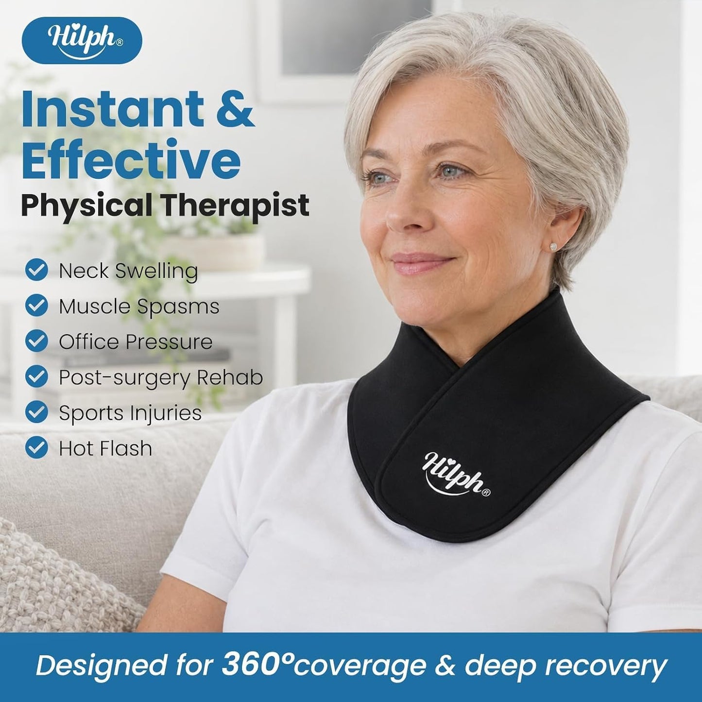 Neck Ice Pack Wrap, 50-Min Gel Ice Pack for Neck Cervical Pain Relief