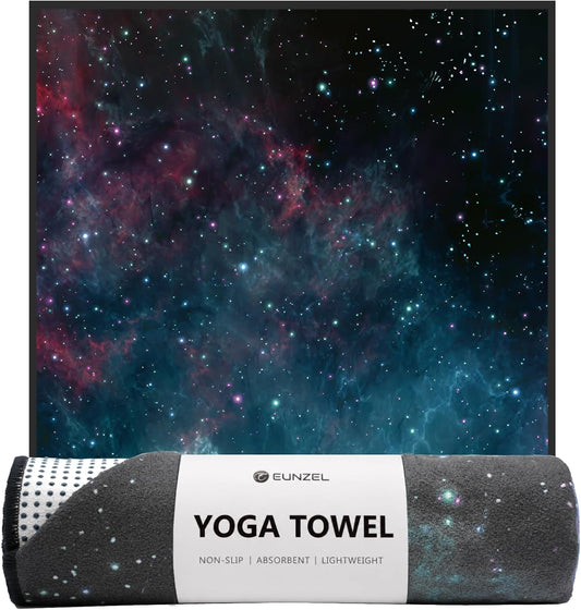Hot Yoga Towel, Non Slip Yoga Mat Towel Sweat Absorbent Printed Yoga Towel with Grip Dots for Hot Yoga, Pilates and Workout 72"x 24", Sunset