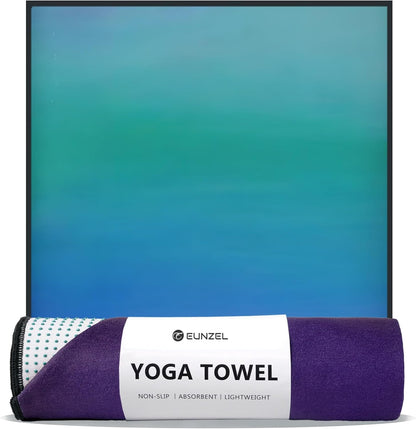 Hot Yoga Towel, Non Slip Yoga Mat Towel Sweat Absorbent Printed Yoga Towel with Grip Dots for Hot Yoga, Pilates and Workout 72"x 24", Sunset