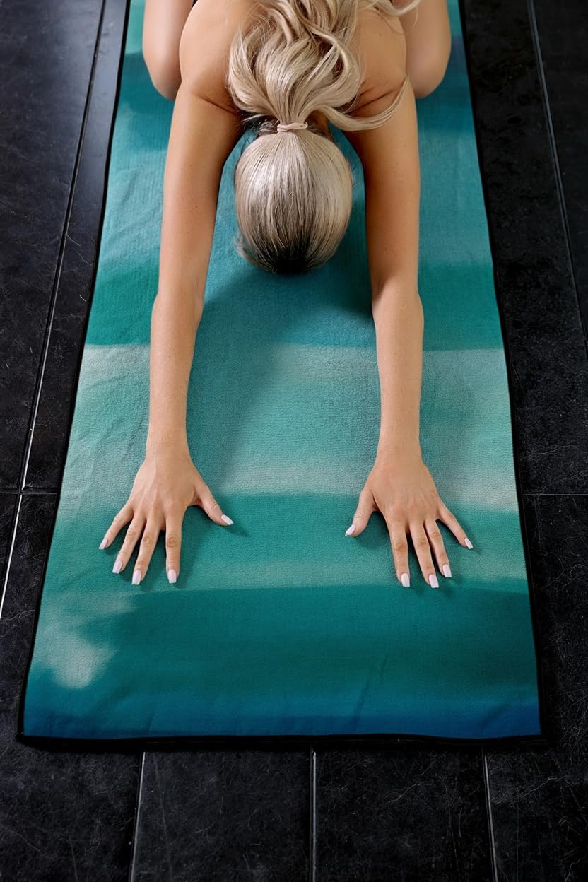 Hot Yoga Towel, Non Slip Yoga Mat Towel Sweat Absorbent Printed Yoga Towel with Grip Dots for Hot Yoga, Pilates and Workout 72"x 24", Sunset