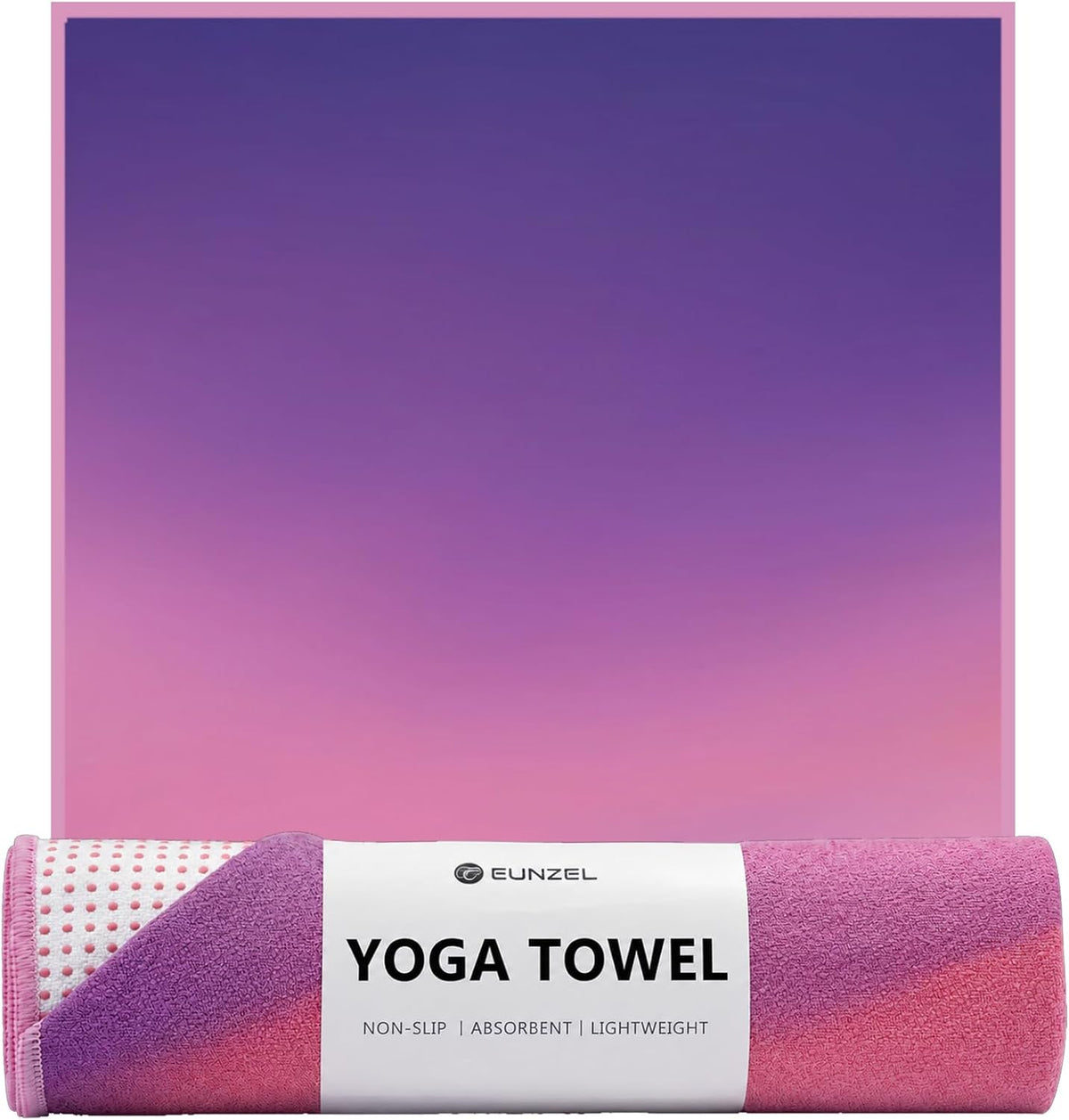 Hot Yoga Towel, Non Slip Yoga Mat Towel Sweat Absorbent Printed Yoga Towel with Grip Dots for Hot Yoga, Pilates and Workout 72"x 24", Sunset