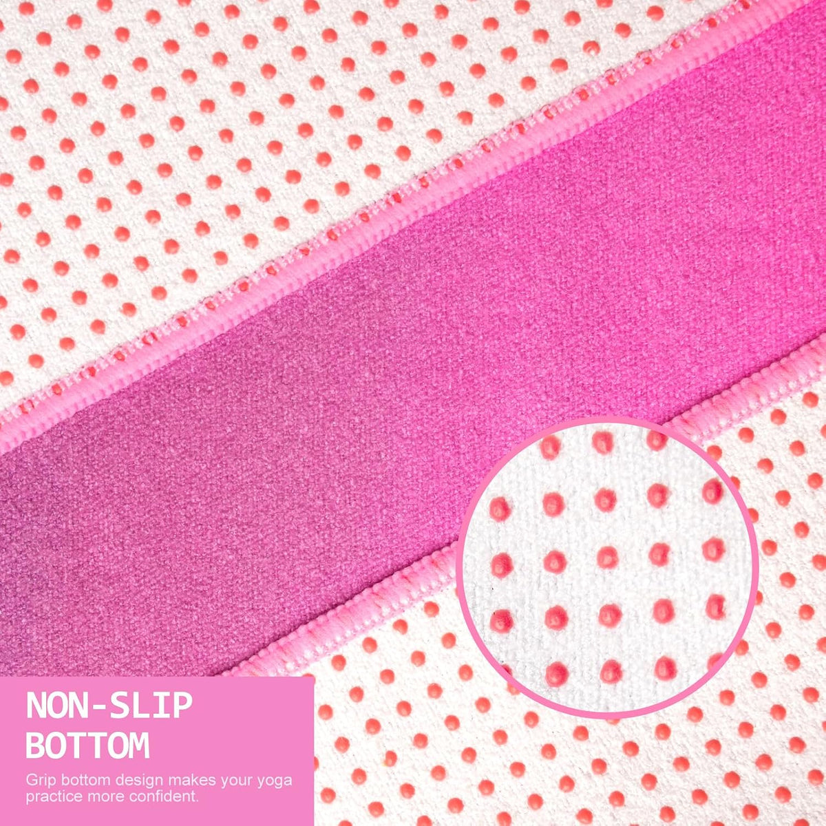 Hot Yoga Towel, Non Slip Yoga Mat Towel Sweat Absorbent Printed Yoga Towel with Grip Dots for Hot Yoga, Pilates and Workout 72"x 24", Sunset