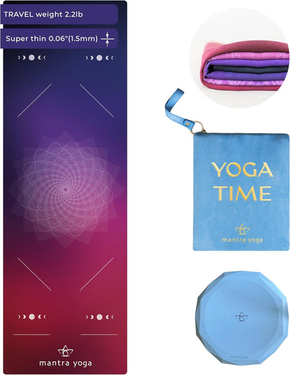 Travel PRO 1.5mm with Knee Pad - Foldable Fitness & Exercise Mat with Bag | Lightweight, Compact & Eco-Friendly | Non-Slip & Washable | For All Types of Yoga | 72" L x 24" W | 2.6 lbs