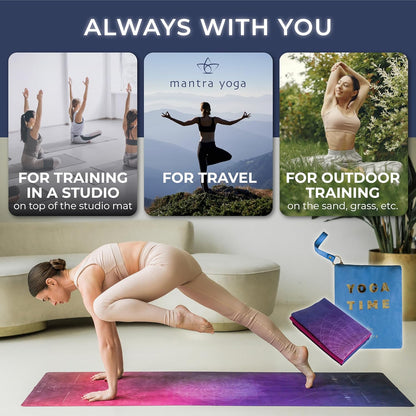 Travel PRO 1.5mm with Knee Pad - Foldable Fitness & Exercise Mat with Bag | Lightweight, Compact & Eco-Friendly | Non-Slip & Washable | For All Types of Yoga | 72" L x 24" W | 2.6 lbs