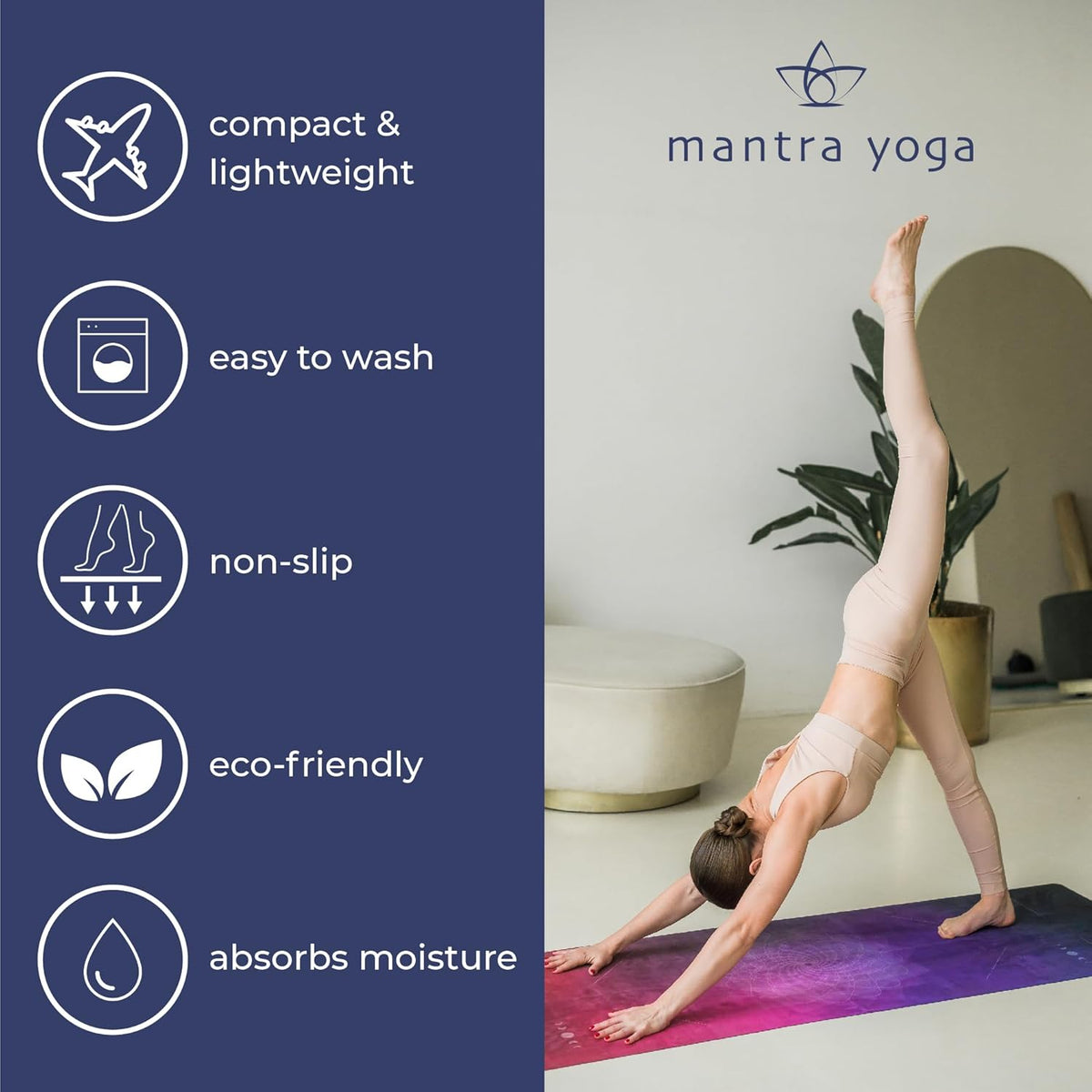 Travel PRO 1.5mm with Knee Pad - Foldable Fitness & Exercise Mat with Bag | Lightweight, Compact & Eco-Friendly | Non-Slip & Washable | For All Types of Yoga | 72" L x 24" W | 2.6 lbs