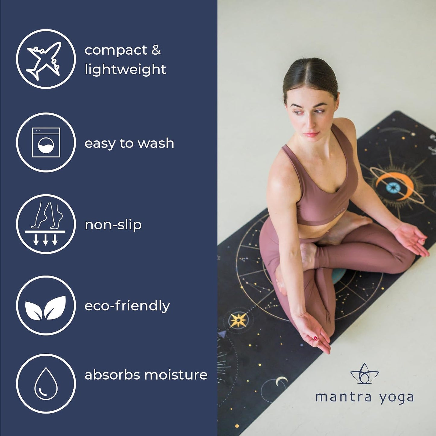Travel PRO 1.5mm with Knee Pad - Foldable Fitness & Exercise Mat with Bag | Lightweight, Compact & Eco-Friendly | Non-Slip & Washable | For All Types of Yoga | 72" L x 24" W | 2.6 lbs