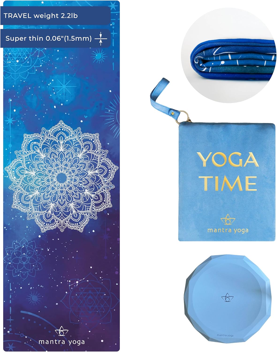 Travel PRO 1.5mm with Knee Pad - Foldable Fitness & Exercise Mat with Bag | Lightweight, Compact & Eco-Friendly | Non-Slip & Washable | For All Types of Yoga | 72" L x 24" W | 2.6 lbs