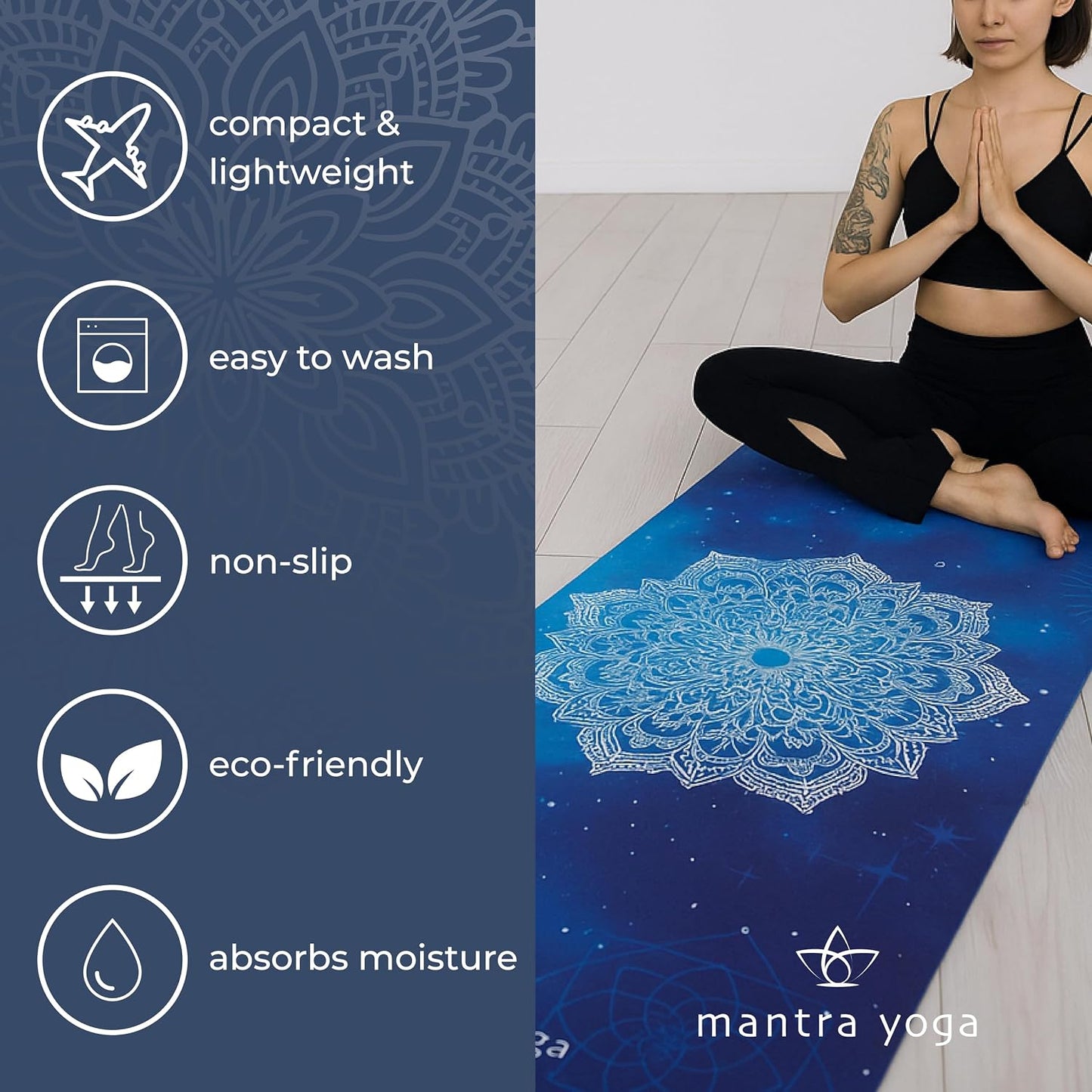 Travel PRO 1.5mm with Knee Pad - Foldable Fitness & Exercise Mat with Bag | Lightweight, Compact & Eco-Friendly | Non-Slip & Washable | For All Types of Yoga | 72" L x 24" W | 2.6 lbs