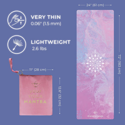Travel PRO 1.5mm with Knee Pad - Foldable Fitness & Exercise Mat with Bag | Lightweight, Compact & Eco-Friendly | Non-Slip & Washable | For All Types of Yoga | 72" L x 24" W | 2.6 lbs