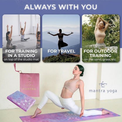 Travel PRO 1.5mm with Knee Pad - Foldable Fitness & Exercise Mat with Bag | Lightweight, Compact & Eco-Friendly | Non-Slip & Washable | For All Types of Yoga | 72" L x 24" W | 2.6 lbs
