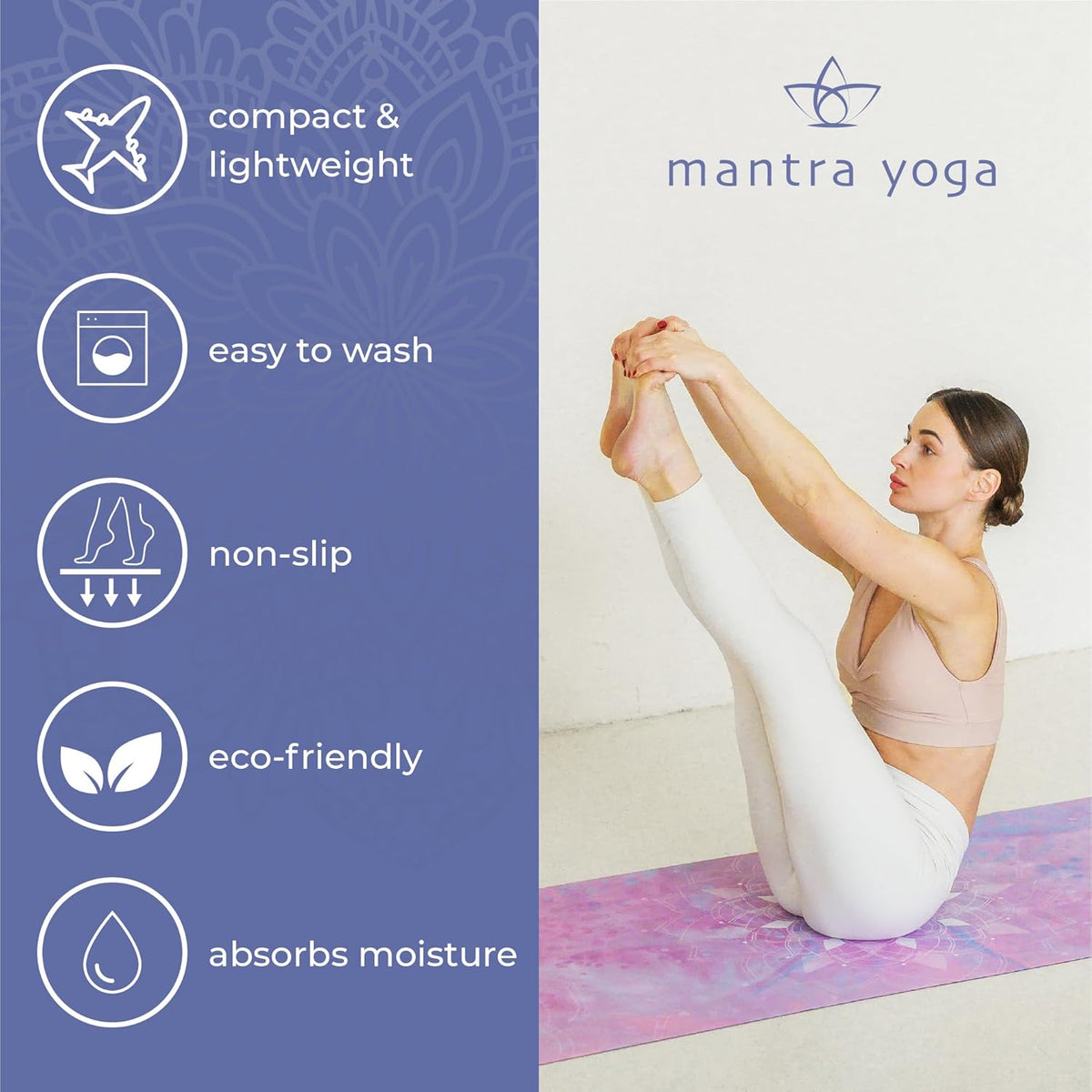 Travel PRO 1.5mm with Knee Pad - Foldable Fitness & Exercise Mat with Bag | Lightweight, Compact & Eco-Friendly | Non-Slip & Washable | For All Types of Yoga | 72" L x 24" W | 2.6 lbs