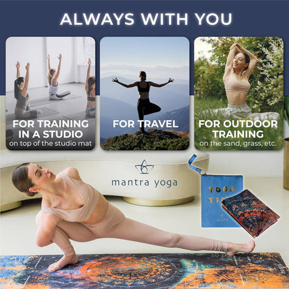 Travel PRO 1.5mm with Knee Pad - Foldable Fitness & Exercise Mat with Bag | Lightweight, Compact & Eco-Friendly | Non-Slip & Washable | For All Types of Yoga | 72" L x 24" W | 2.6 lbs