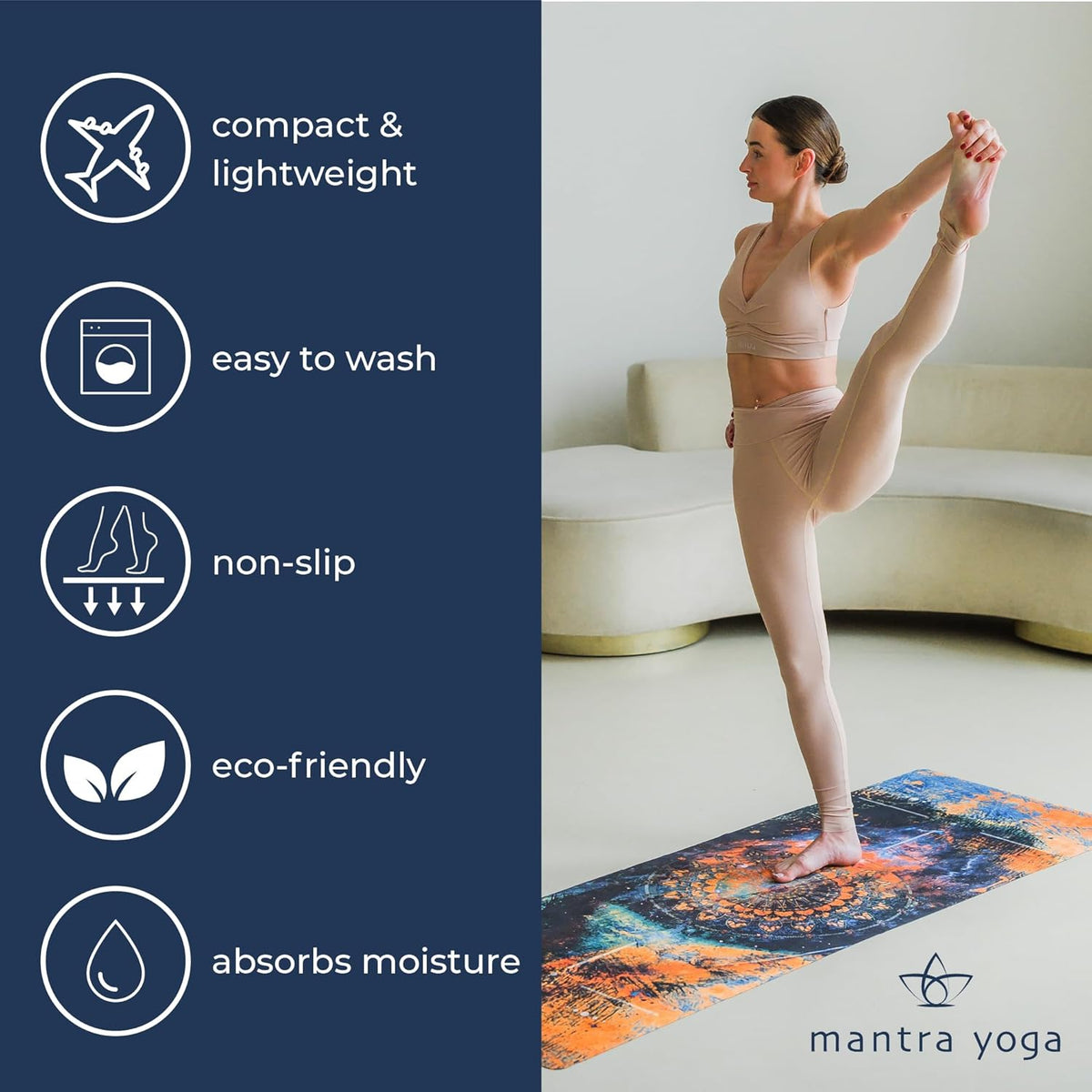 Travel PRO 1.5mm with Knee Pad - Foldable Fitness & Exercise Mat with Bag | Lightweight, Compact & Eco-Friendly | Non-Slip & Washable | For All Types of Yoga | 72" L x 24" W | 2.6 lbs