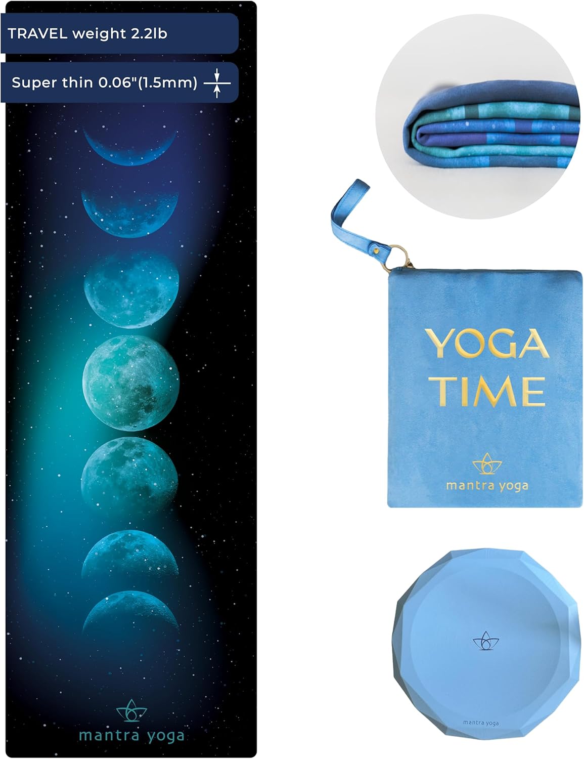 Travel PRO 1.5mm with Knee Pad - Foldable Fitness & Exercise Mat with Bag | Lightweight, Compact & Eco-Friendly | Non-Slip & Washable | For All Types of Yoga | 72" L x 24" W | 2.6 lbs