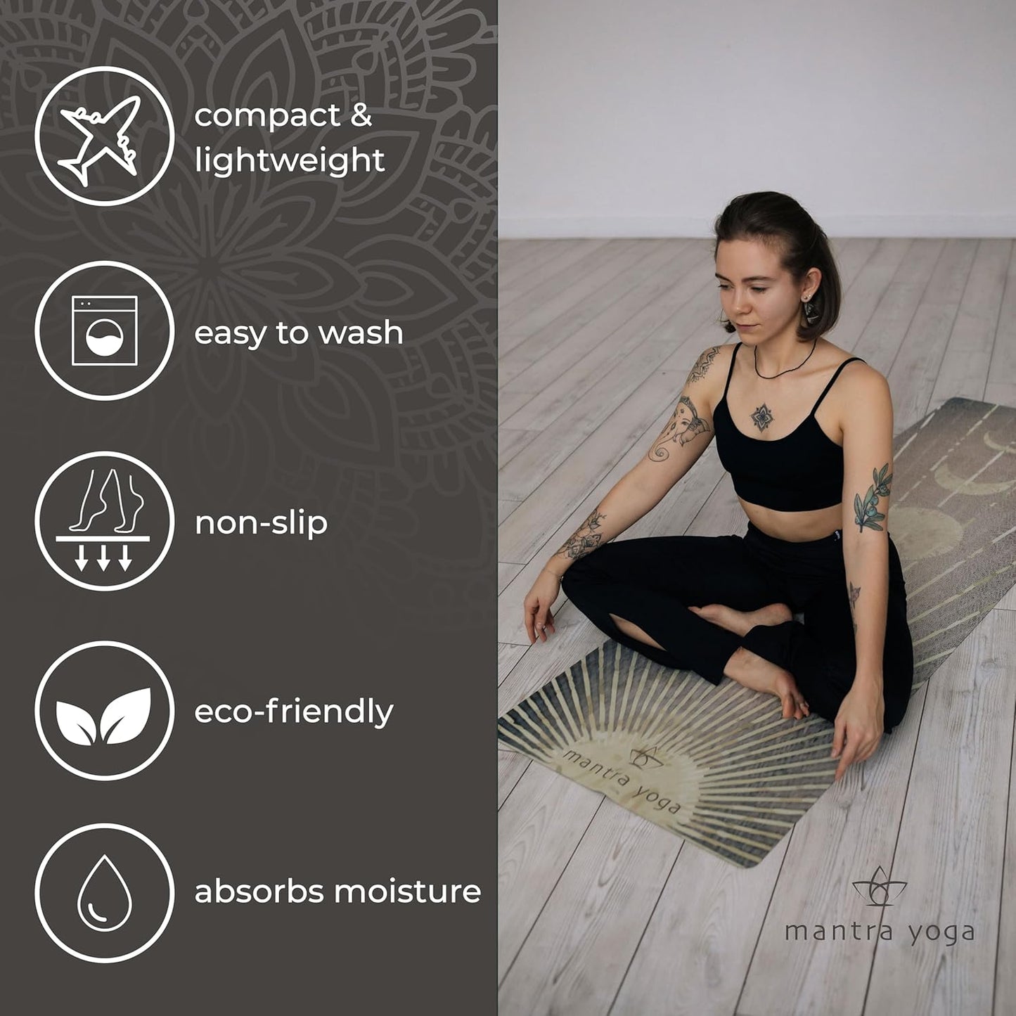 Travel PRO 1.5mm with Knee Pad - Foldable Fitness & Exercise Mat with Bag | Lightweight, Compact & Eco-Friendly | Non-Slip & Washable | For All Types of Yoga | 72" L x 24" W | 2.6 lbs