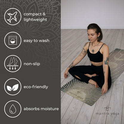 Travel PRO 1.5mm with Knee Pad - Foldable Fitness & Exercise Mat with Bag | Lightweight, Compact & Eco-Friendly | Non-Slip & Washable | For All Types of Yoga | 72" L x 24" W | 2.6 lbs