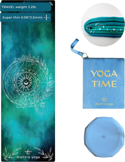 Travel PRO 1.5mm with Knee Pad - Foldable Fitness & Exercise Mat with Bag | Lightweight, Compact & Eco-Friendly | Non-Slip & Washable | For All Types of Yoga | 72" L x 24" W | 2.6 lbs