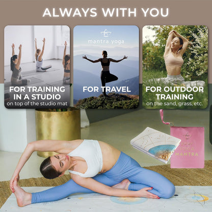 Travel PRO 1.5mm with Knee Pad - Foldable Fitness & Exercise Mat with Bag | Lightweight, Compact & Eco-Friendly | Non-Slip & Washable | For All Types of Yoga | 72" L x 24" W | 2.6 lbs