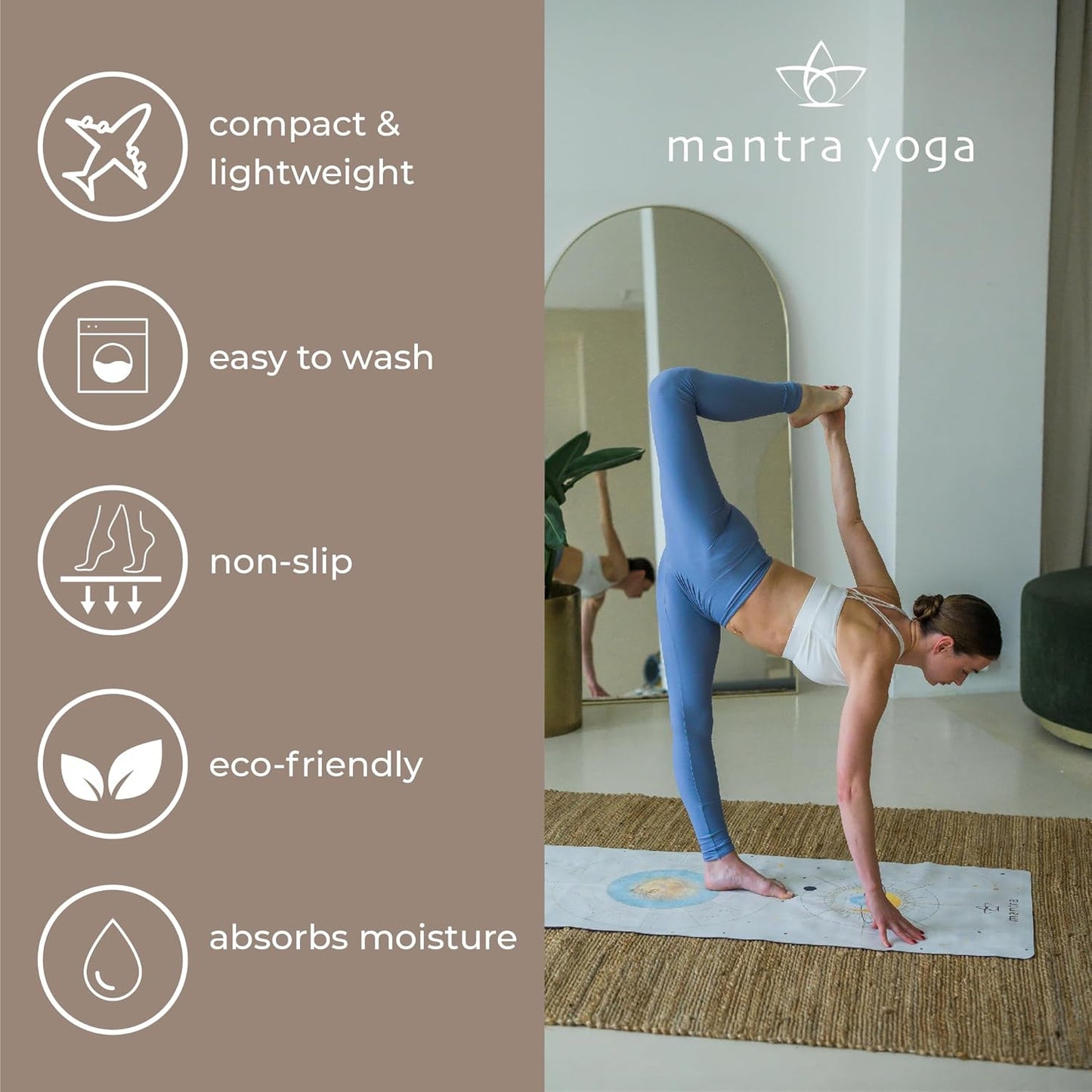 Travel PRO 1.5mm with Knee Pad - Foldable Fitness & Exercise Mat with Bag | Lightweight, Compact & Eco-Friendly | Non-Slip & Washable | For All Types of Yoga | 72" L x 24" W | 2.6 lbs