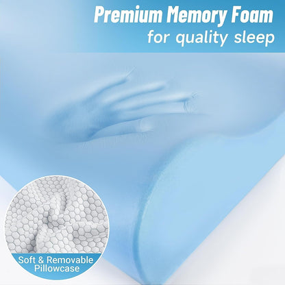 Neck Pillow for Sleeping, Ergonomic Cervical Bed Pillow, Blue Standard Size