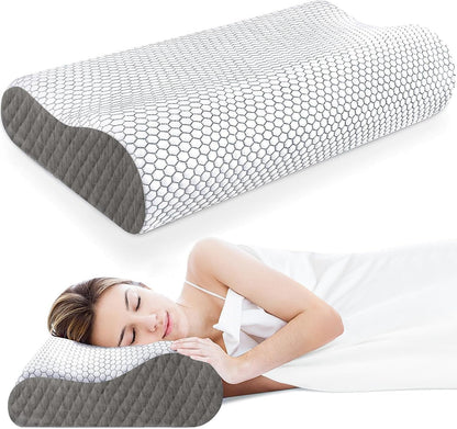 Neck Pillow for Sleeping, Ergonomic Cervical Bed Pillow, Blue Standard Size