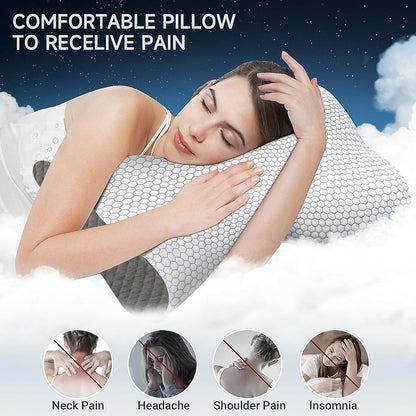 Neck Pillow for Sleeping, Ergonomic Cervical Bed Pillow, Blue Standard Size
