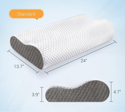 Neck Pillow for Sleeping, Ergonomic Cervical Bed Pillow, Blue Standard Size