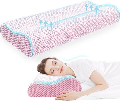 Neck Pillow for Sleeping, Ergonomic Cervical Bed Pillow, Blue Standard Size