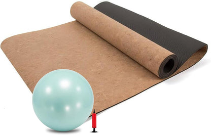Cork Yoga Mat 4mm Thick Cushioning High Density Natural Rubber Pilates Exercise Pad with Carrying Strap 72 x 26 Inch for Home Gym