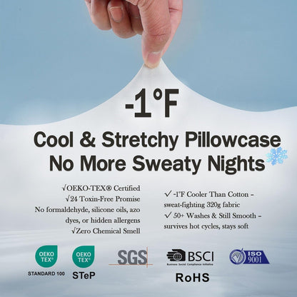 Cervical Neck Pillow - Side Sleeper Pillow for Neck Pain Relief, Soft Ergonomic Memory Foam Pillows Ice Silk Zipperless Pillowcase, Eco-Friendly and Durable Material (White)