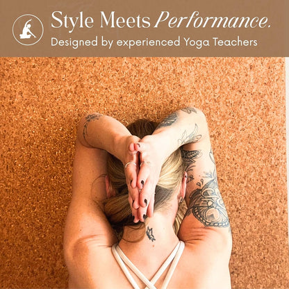 Deluxe Cork Yoga Mat – Gold, Coffee or Vegan Leather Cork Surface & Natural Rubber Base – Premium Natural & Eco Friendly Materials – Includes Signature Handmade Boho Bag